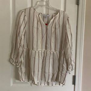 NWT FEVER Bohemian Style Linen Striped Top